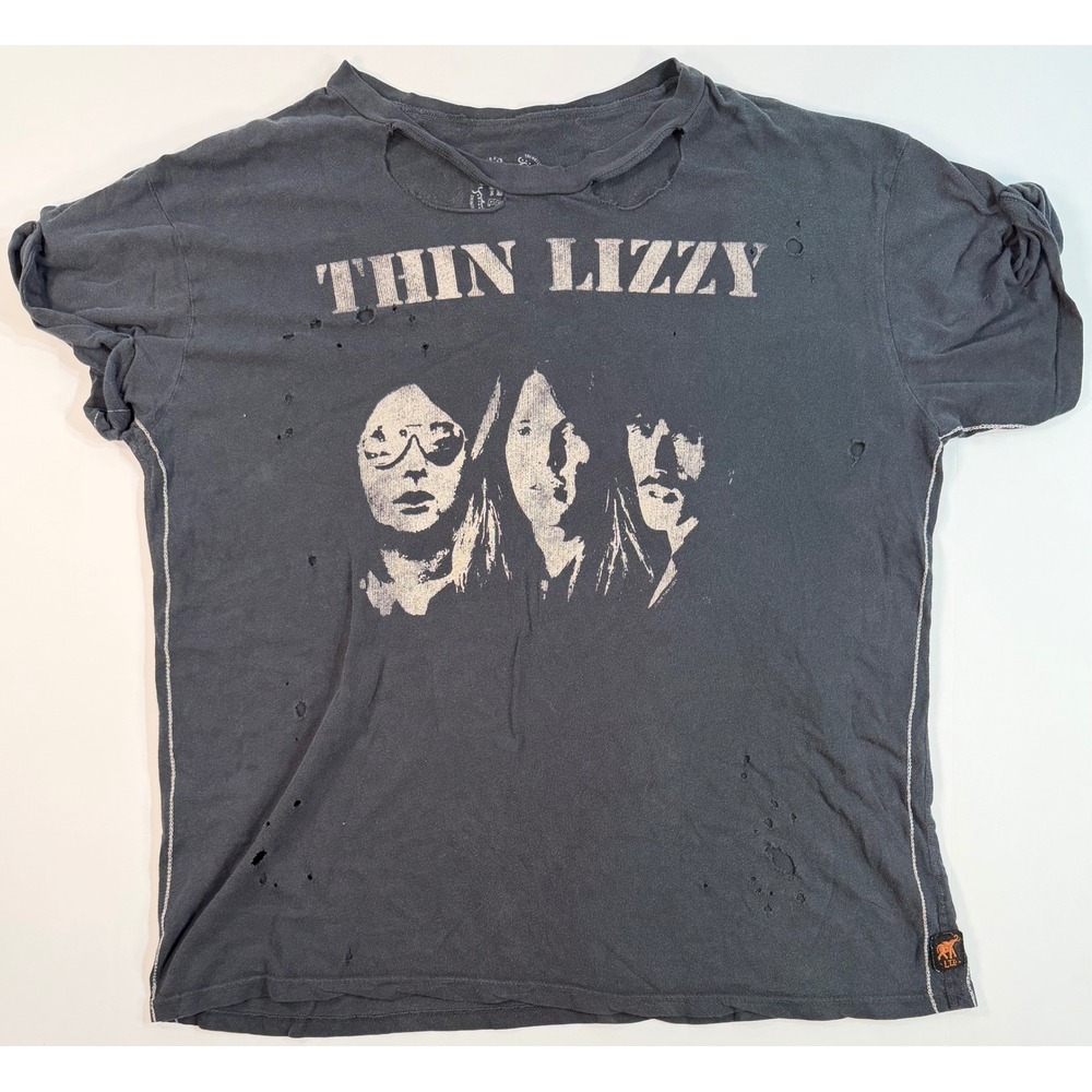 Trunk Ltd Thin Lizzy Distressed Graphic T-Shirt Charcoal Gray Large USA Made